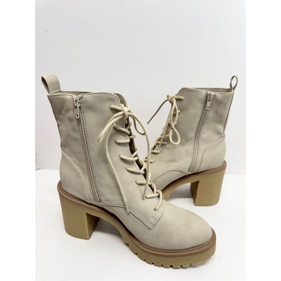 Dv by Dolce Vita Boots Size 8.5 Bone Lace Up Chunky Block Heel - Picture 7 of 12